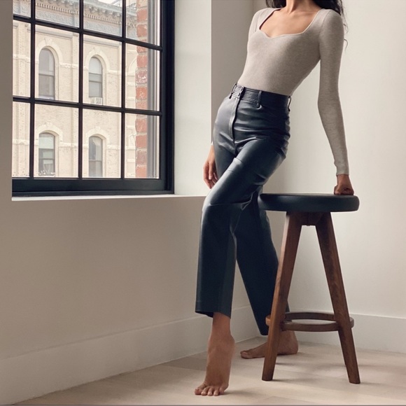 Aritzia Wilfred Black Faux Leather Pants size 2